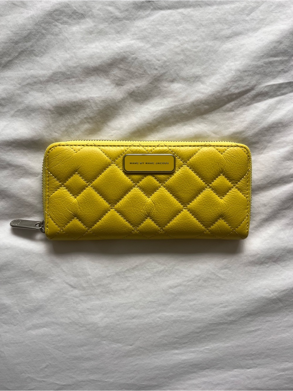 Marc by Marc Jacobs Quilted Yellow Leather Zip-Around Wallet